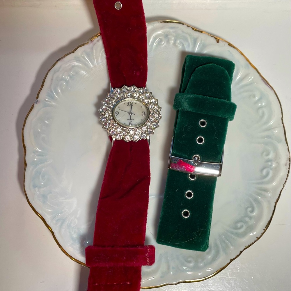 Estate Watch - Crystal Bezel with Velvet Straps